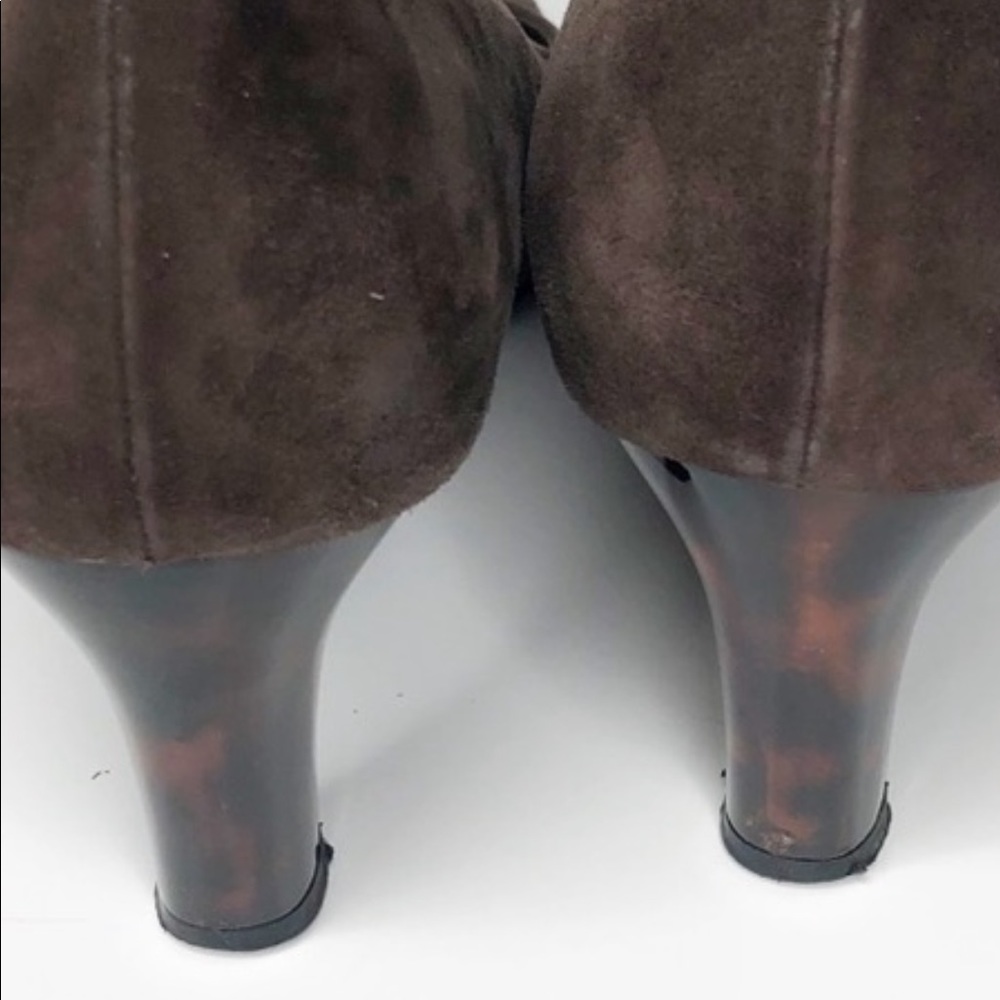 Salvatore Ferragamo Brown Suede Tortoise Heels 6 - Picture 5 of 8